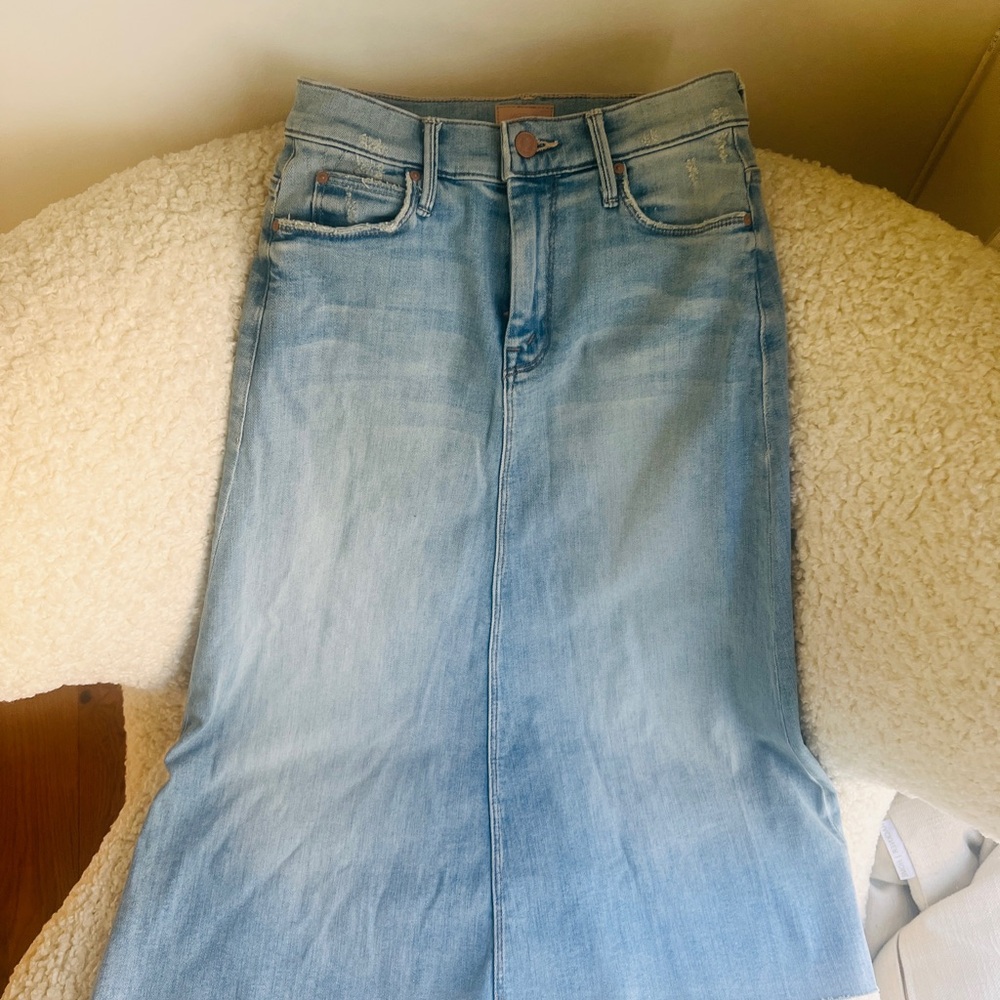 Light Blue Denim Midi Skirt
